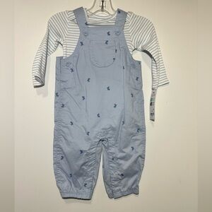 Blue Overalls with Striped Shirt